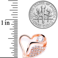 16G 5/16 Clear CZ Gem Rose Gold Tone Heart Left Closure Ring