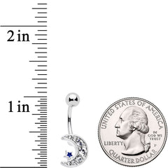 Clear CZ Gem Gold Tone Moon Belly Ring Set of 4