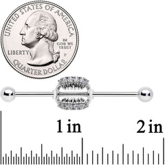 14G Clear CZ Gem Scary Monster Fangs Industrial Barbell 38mm