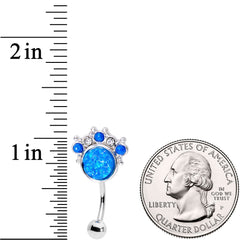 Blue Faux Opal Clear Gem Circle Serenade Reversible Belly Ring