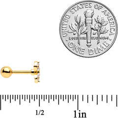 16G 1/4 Clear CZ Gem Gold Tone Moon Cartilage Tragus Set of 3