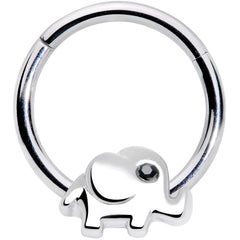 16G 3/8 Black Gem Baby Elephant Hinged Segment Ring