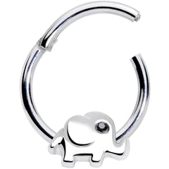 16G 3/8 Black Gem Baby Elephant Hinged Segment Ring