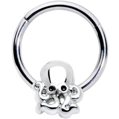 16G 3/8 Black Gem Nautical Octopus Hinged Segment Ring