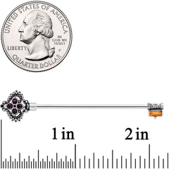 14G Red Brown Gem Kings Key Industrial Barbell 38mm