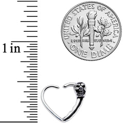 16G 3/8 Love Heart Scary Skull Left Ear Closure Ring