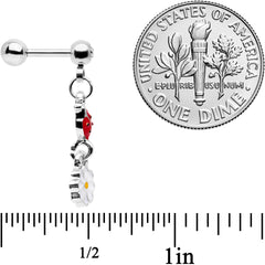 16G 1/4 Clear Gem Ladybug Dangle Cartilage Tragus