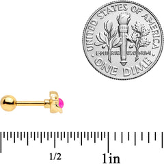 16G 1/4 Pink Faux Opal Gold Tone Heart Cartilage Tragus Set of 3