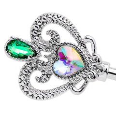 14G Green Aurora Gem Queens Key Industrial Barbell 38mm