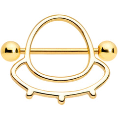 14G 9/16 Gold Tone Outer Space UFO Nipple Shield Set