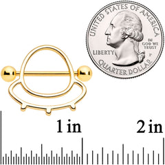 14G 9/16 Gold Tone Outer Space UFO Nipple Shield Set