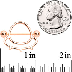 14G 9/16 Rose Gold Tone Outer Space UFO Nipple Shield Set
