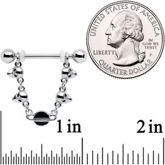 14G 9/16 Black Planet Saturn Alien Dangle Barbell Nipple Ring Set