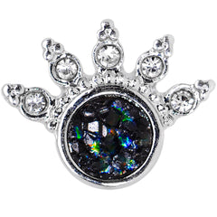 16G 1/4 Blue Faux Druzy Clear Gem Crest Cartilage Tragus Earring