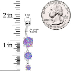 Purple Gem Triple Drop Dangle Belly Ring