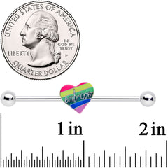14G Rainbow Embrace Pride Heart Industrial Barbell 38mm