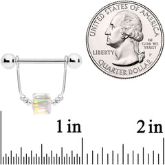 14G 5/8 Clear Gem Cube Dangle Nipple Ring Set