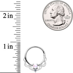 14G 9/16 White Faux Opal Fancy Nipple Ring Set
