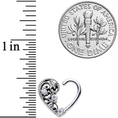 16G 3/8 Clear CZ Gem Art Deco Right Heart Closure Ring