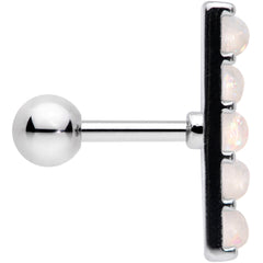 16G 1/4 White Faux Opal Quintuplet Cartilage Tragus Earring