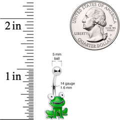 Green Happy Frog Belly Ring