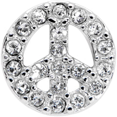16G 3/8 Clear Gem Retro Peace Sign Labret Monroe Tragus