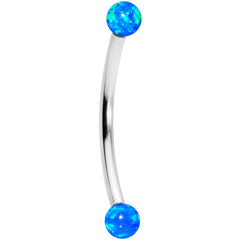 16G 9/16 3mm Blue Synthetic Opal Curved Barbell