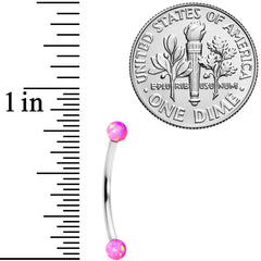 16G 9/16 3mm Pink Synthetic Opal Curved Barbell