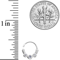 16G 3/8 Clear CZ Gem Trio Coils Closure Ring