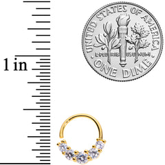 16G 3/8 Clear CZ Gem Cluster Gold Tone Closure Ring