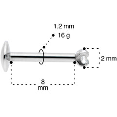 16G 5/16 2mm CZ G23 Titanium Internally Threaded Labret