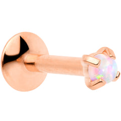 16G 1/4 2mm Syn Opal Rose Gold G23 Titanium Internal Thread Labret