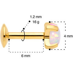 16G 1/4 4mm Syn Opal Gold G23 Titanium Internal Thread Labret