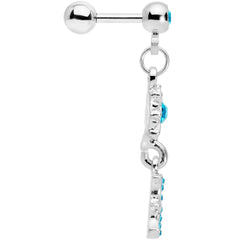 16G 1/4 Aqua Gem Moon Dangle Cartilage Tragus