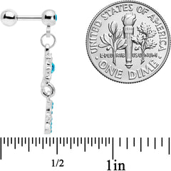 16G 1/4 Aqua Gem Moon Dangle Cartilage Tragus