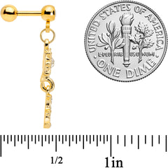 16G 1/4 Clear Gem Gold Tone Moon Dangle Cartilage Tragus