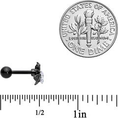 16G 1/4 Clear Gem Black Heart Spider Cartilage Tragus