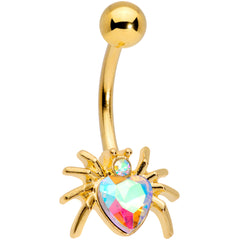 Aurora Gem Gold Tone Sexy Heart Spider Belly Ring