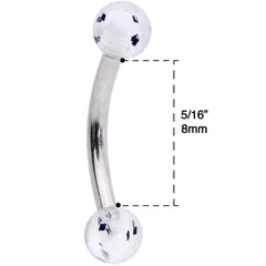 16G 5/16 Black Splatter Curved Eyebrow Ring