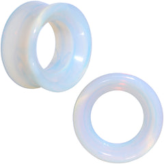 Translucent White Glass Tunnel Plug Set 2G to 1 Inch