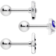 16G 1/4 Clear Black Gem Planet Stars Cartilage Tragus Set of 3