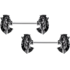 14G 9/16 Grand Ruler Anubis Egyptian Nipple Ring Set