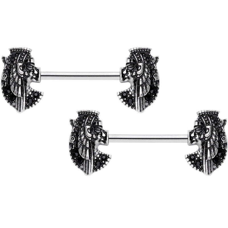14G 9/16 Grand Ruler Anubis Egyptian Nipple Ring Set