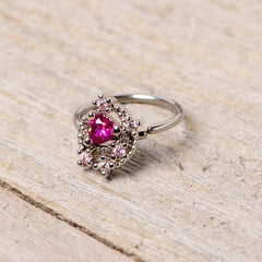 20G 5/16 Clear Pink Gem Crescent Moon Star Nose Hoop