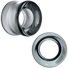 Translucent Black Glass Tunnel Plug Set 2G to 1 Inch