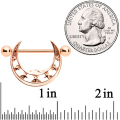 14G 9/16 Rose Gold Tone Man in the Moon Nipple Shield Set
