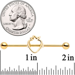 14G Gold Tone Summer Strawberry Industrial Barbell 38mm