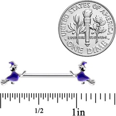 14G 5/8  Blue Spooky Halloween Witch Barbell Nipple Ring Set