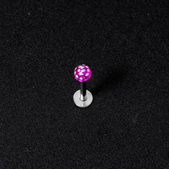 16G 1/4 Purple Polka Dot UV Reactive Acrylic Ball Labret Tragus