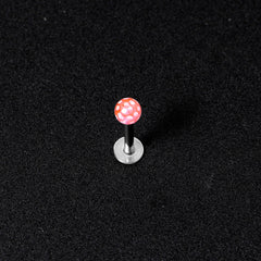16G 1/4 Pink Polka Dot UV Reactive Acrylic Ball Labret Tragus